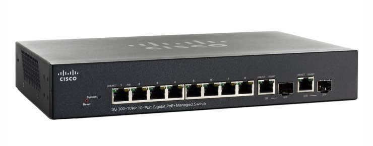 Коммутатор Cisco SG300-10PP 10-port Gigabit PoE+ Managed Switch