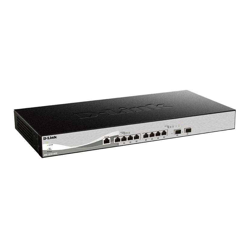 Коммутатор D-Link DXS-1210-10TS/A2A, 10 Gigabit Ethernet Smart Switch with 8-port 10GBASE-T and 2-port SFP+ 802.3x Flow Control, 802.3ad Link Aggregation, 802.1Q VLAN, 802.1p Priority Queues, Port mirroring, Jum-4173