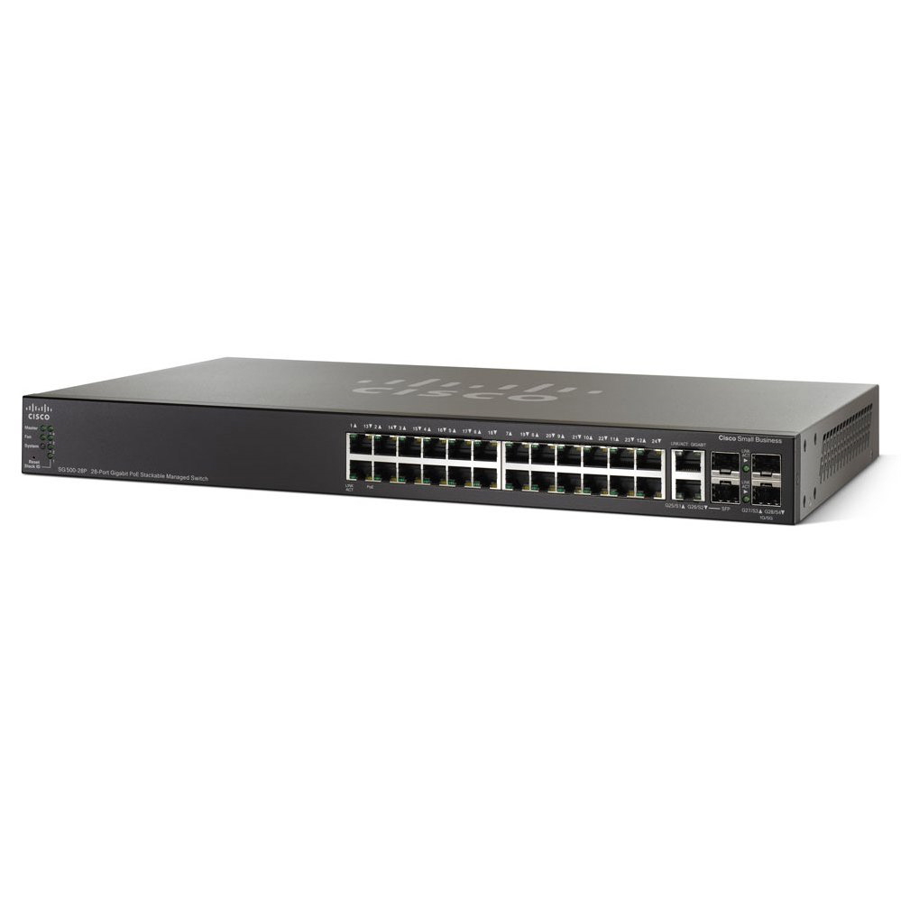 Коммутатор Cisco SG500-28P 28-port Gigabit POE Stackable Managed Switch