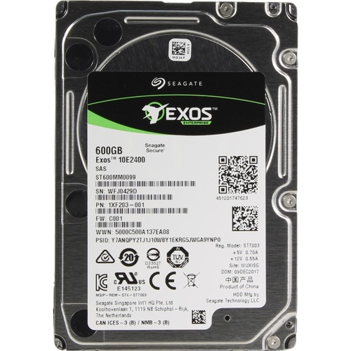 Жесткий диск Seagate 2.5" 600GB Exos 10E2400 ST600MM0099 SAS 12Gb/s, 10000rpm, 256MB, eMLC 16GB, 512e/4Kn, Bulk {40}