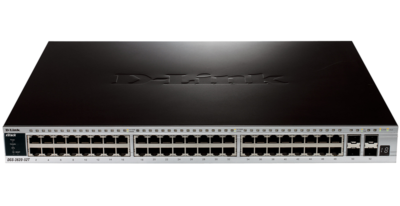 Коммутатор D-Link DGS-3620-52T/B1AEI, L3 Stackable Managed Gigabit Switch with 48 10/100/1000Base-T ports and 4 10G SFP+ ports