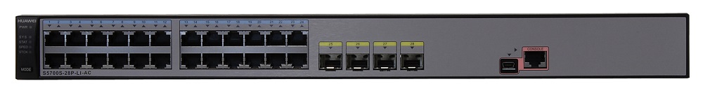 Коммутатор Huawei  S5700S-28P-LI-AC(24 Ethernet 10/100/1000 ports,4 Gig SFP,AC 110/220V) (S5700S-28P-LI-AC)