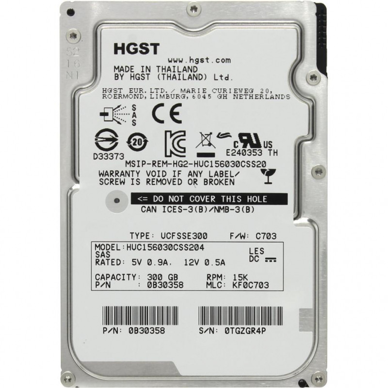 Жесткий диск HGST SAS2.5" 300GB 15000RPM 128MB C15K600 0B30358 WD