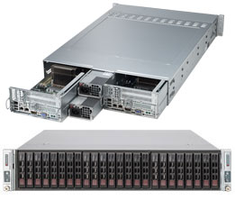 Сервер Supermicro SYS-2027TR-H71RF - 2U, 4-node*(2xLGA2011, 8xDDR3,6x2.5"HDD, SAS,2xGbE,IPMI,PCI-E) 2x1620W
