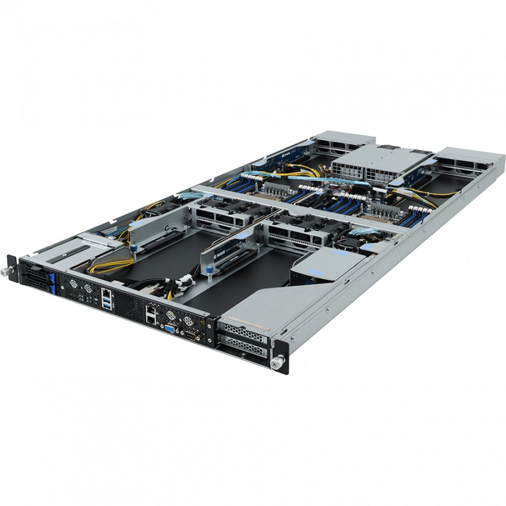 Серверная платформа Gigabyte G191-H44 (rev. 100/200) HPC Server - 4 x GPU Card Slots ,6-Channel RDIMM/LRDIMM DDR4, 24 x DIMMs, Dual 1Gb/s LAN ports (Intel® I350-AM2),2 x 2.5" hot-swappable + 2 x 2.5" internal fixed HDD/SSD bays,2 x low profile PCIe Gen3 e-41147