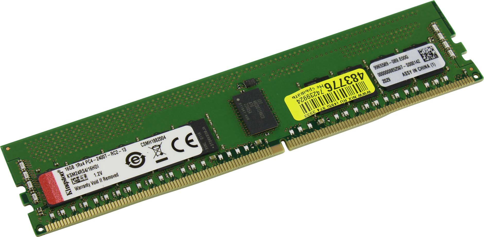 Оперативная память Kingston 16GB DDR4 2400 RDIMM Server Premier Server Memory KSM24RS4/16HDI ECC, Reg, CL17, 1.2V, 1Rx8 Hynix D IDT, RTL, (308228) KSM24RS4-16HDI