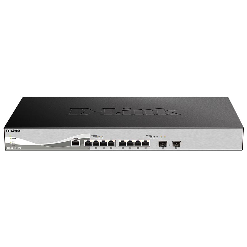 Коммутатор D-Link DXS-1210-10TS/A2A, 10 Gigabit Ethernet Smart Switch with 8-port 10GBASE-T and 2-port SFP+ 802.3x Flow Control, 802.3ad Link Aggregation, 802.1Q VLAN, 802.1p Priority Queues, Port mirroring, Jum