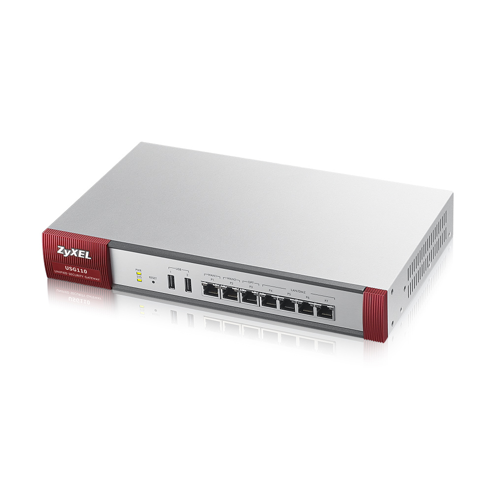 Межсетевой экран ZYXEL  USG110 UTM BDL Firewall Appliance 10/100/1000, 4x LAN/DMZ, 2x WAN, 1xOPT UTM Bundle (AS,AV,CF,IDP) 1YR-33082