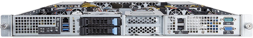Серверная платформа Gigabyte G190-H44 1U HPC 4x GPU (NVIDIA® validated GPU platform) Server, 2x Intel Xeon E5-2600V4, 16x RDIMM DDR4 slots, 2 x GbE LAN ports (Intel® I350-AM2), 2 x 2.5" + 2 x 1.8" fixed internal HDD/SSD bays, 80 PLUS Platinum 2000W redund