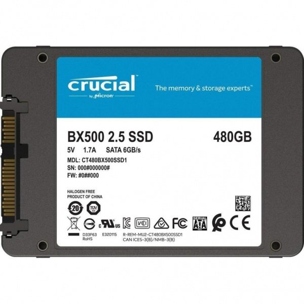 Накопитель SSD Crucial 480GB SATA 2.5" (CT480BX500SSD1)-33399