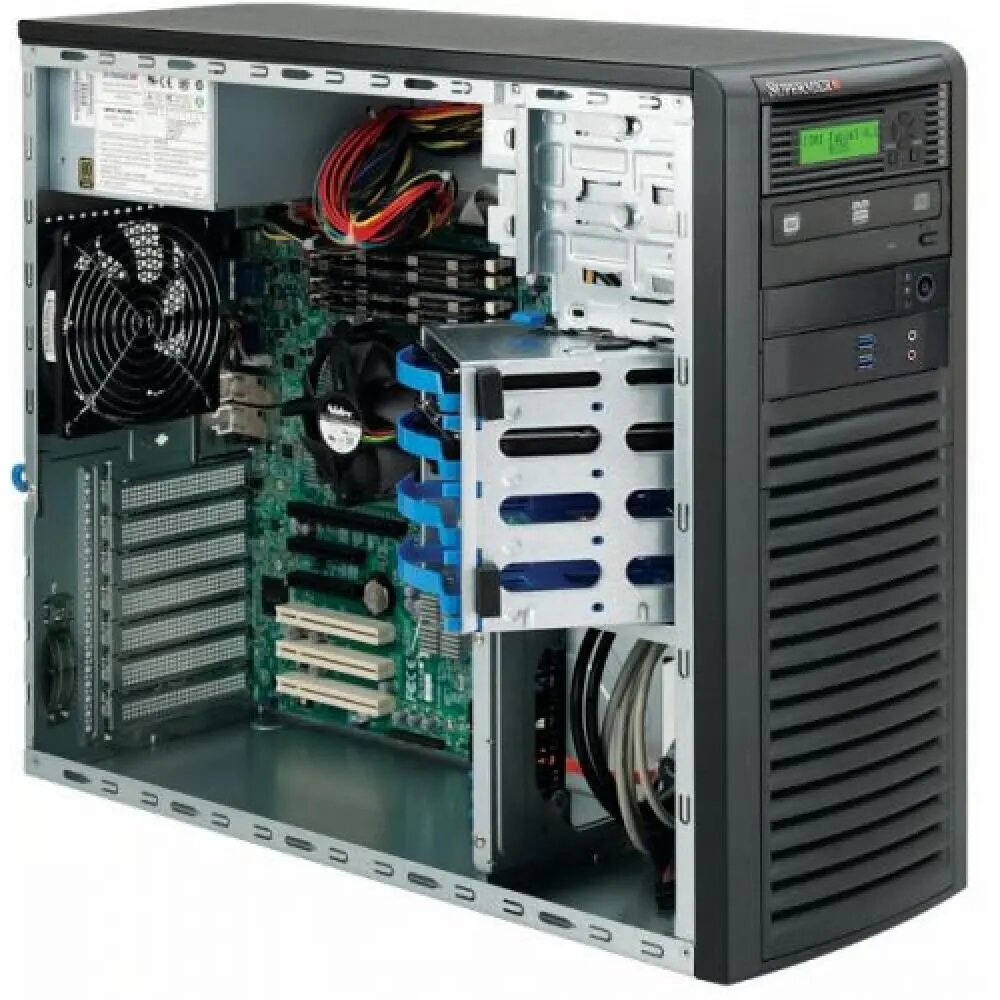 Корпус SuperMicro CSE-732D3-903B Mid-tower chassis support motherboard sizes E-ATX (12" x 13"), ATX (12" x 10") & Micro-ATX (9.6" x 9.6"), Front I/O P