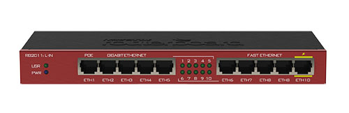 Маршрутизатор MikroTik RB2011iL-IN Router. Ethernet 5x 10/100 + 5x 1000. PoE {20} (000262)