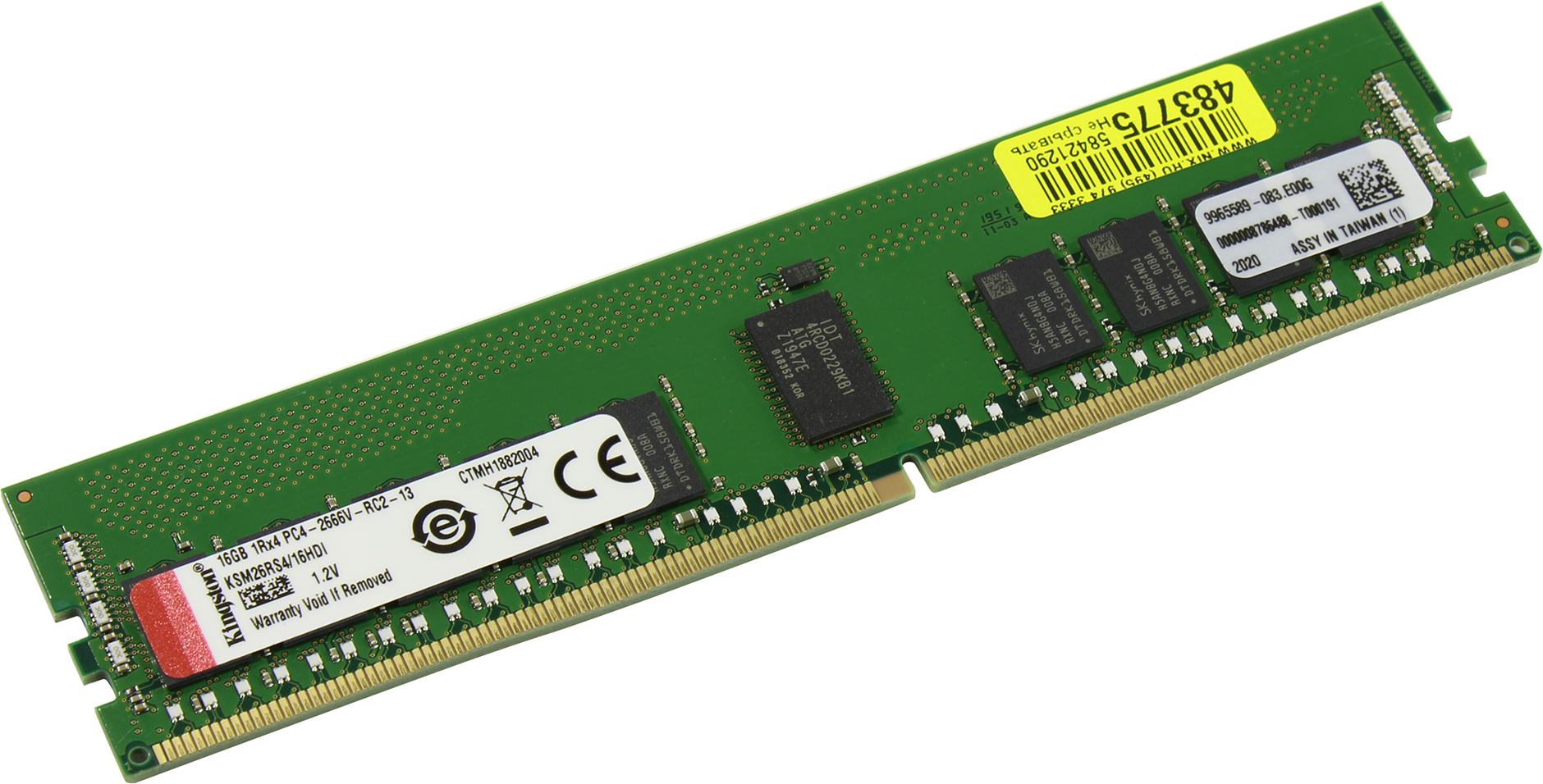 Оперативная память Kingston DDR4 16Гб 2666 МГц Множитель частоты шины 19 1.2 В KSM26RS4/16HDI