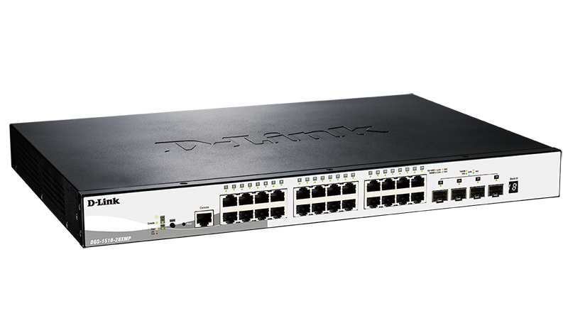 Коммутатор D-Link DGS-1510-28XMP/A1A, Managed Gigabit Switch with 24 PoE Ports 10/100/1000Base-T + 4 10GBase-X SFP+ ports-4609