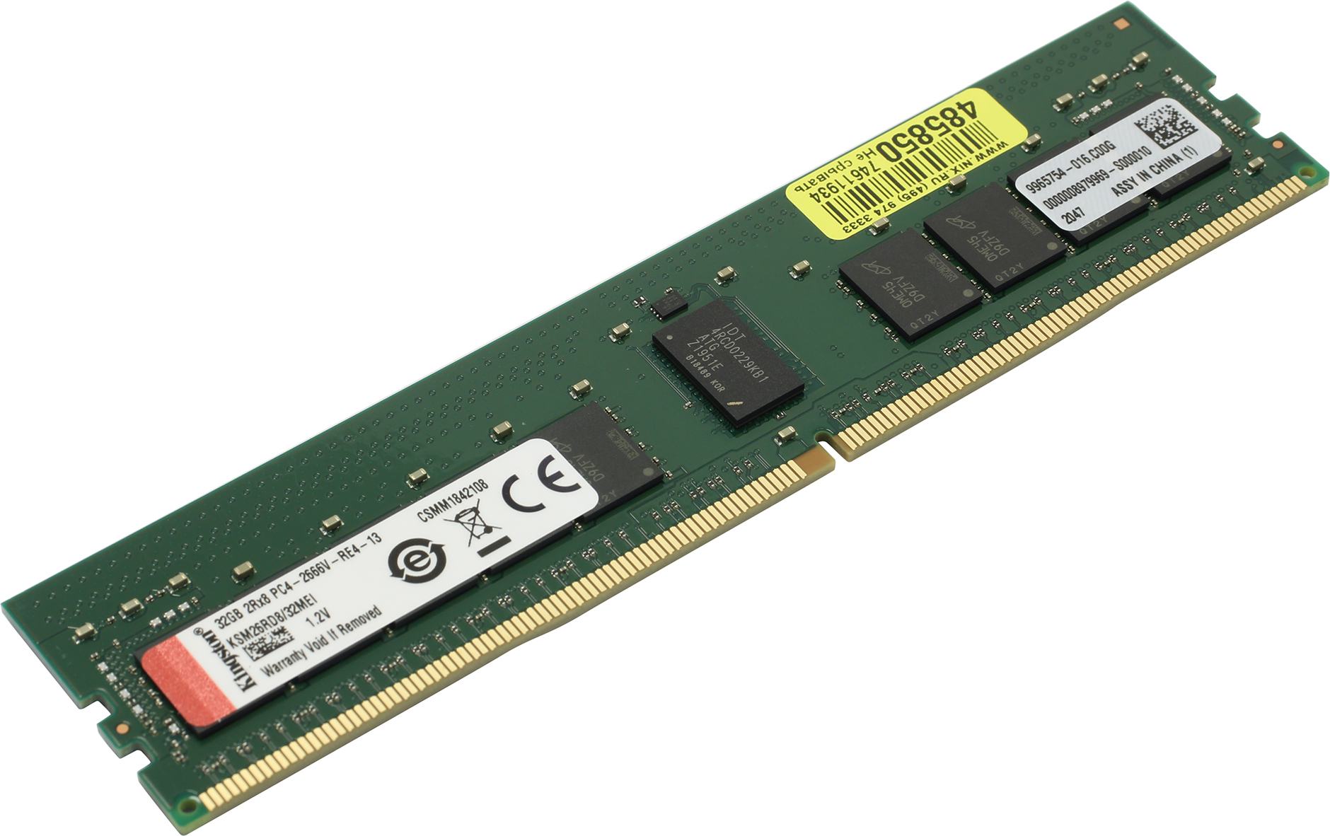 Оперативная память Kingston Server Premier DDR4 32GB RDIMM 2666MHz ECC Registered 2Rx8, 1.2V (Micron E IDT), 1 year