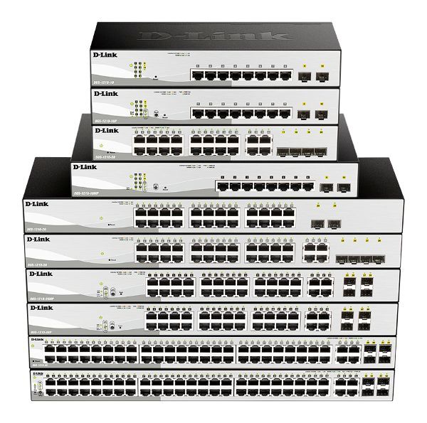 Коммутатор D-Link DGS-1210-28/F2A, L2 Smart Switch with  24 10/100/1000Base-T ports and 4 1000Base-T/SFP combo-ports.8K Mac address, 802.3x Flow Control, 256 of 802.1Q VLAN, VID range 1-4094, 4 IP Interface, 8