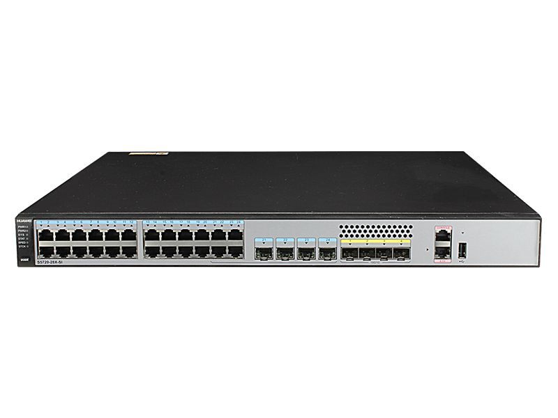 Коммутатор Huawei S5720S-28X-LI-AC (24xGE RJ45, 4x10GE SFP+; F/S: 108Ms/336Gbs; MAC:16k; Управление: L2,Full; IGMP/MLD snoop; STP/RSTP/MSTP/LACP/ERPS,OAM,RRPP/SEP/Smart Link; sFlow, QoS, ACL; IPv6; iStack,SVF; PSU:AC) [98010585]