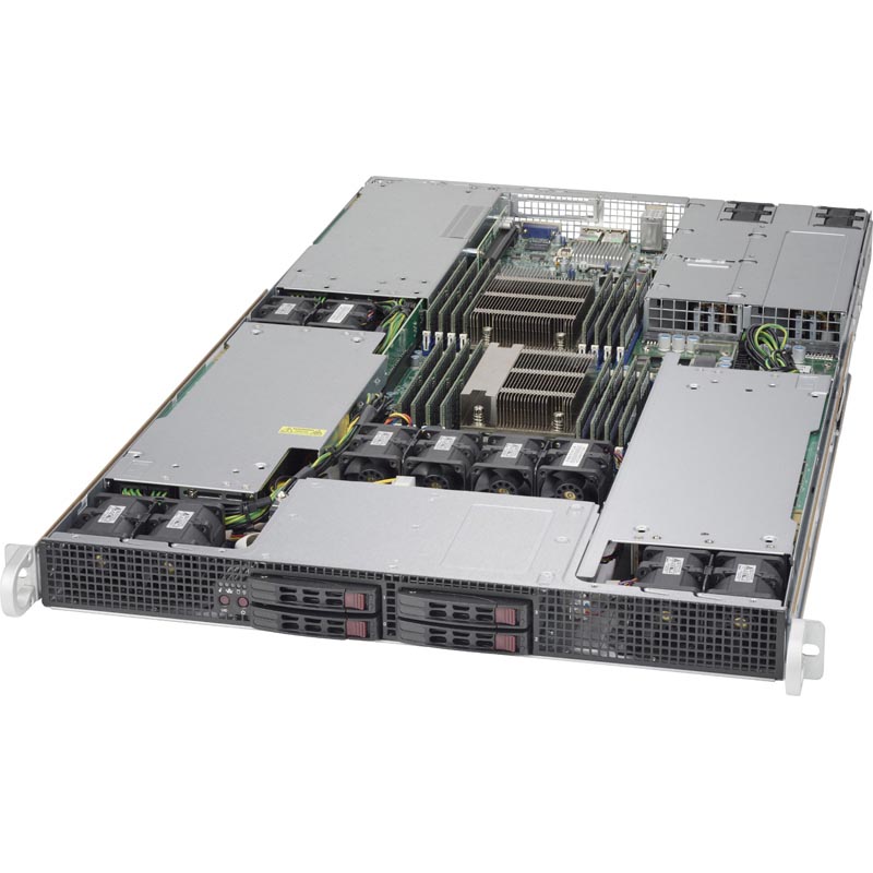 Сервер Supermicro SYS-1028GR-TR - 1U, 2x1600W, 2xLGA2011-r3, Intel®C612, 16xDDR4, 4x2.5"HDD, 2GbE, IPMI,