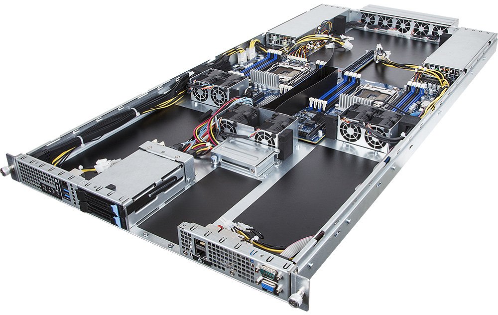 Серверная платформа Gigabyte G190-H44 1U HPC 4x GPU (NVIDIA® validated GPU platform) Server, 2x Intel Xeon E5-2600V4, 16x RDIMM DDR4 slots, 2 x GbE LAN ports (Intel® I350-AM2), 2 x 2.5" + 2 x 1.8" fixed internal HDD/SSD bays, 80 PLUS Platinum 2000W redund-41133