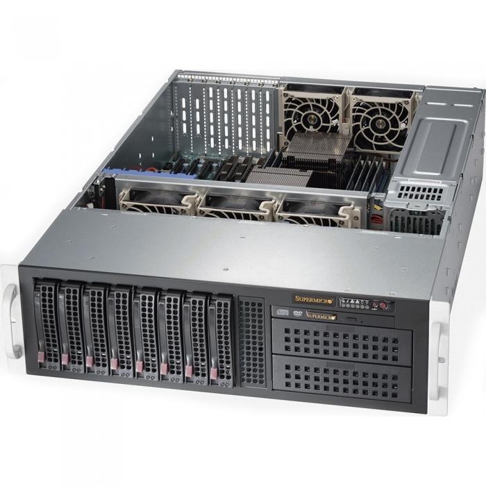 Корпус SuperMicro CSE-835BTQ-R1K28B 3U, ATX и E-ATX (13.68" x 13"), 8x 3.5" SAS/SATA Hot-Swap HDD, 2x 5.25", четыре 80мм вентилятора, 7 полноразмерных-41652