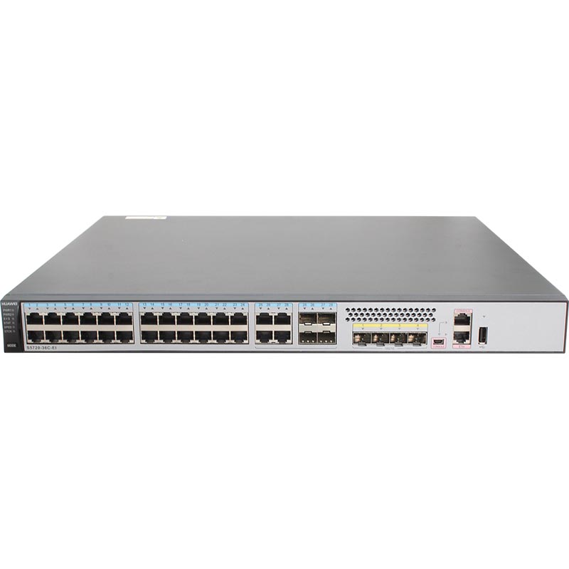 Коммутатор Huawei S5720-56C-EI-AC (48xGE RJ45, 4x10GE SFP+, 1Slot; F/S: 162Mbs/598Gbs; MAC:64k; Управление: L3+(MPLS),Full; Static Route; MPLS L3VPN/OSPF/BGP/IS-IS; BFD/all/; TreeTopology/LACP/LAGs/ ERPS; sFlow/QoS/ACL; iStack,SVF; PSU:~AC 1+0) [02359504]