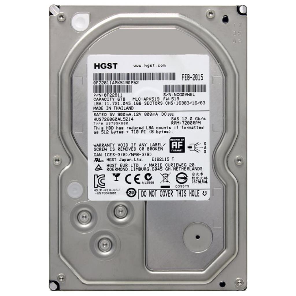 HGST Enterprise HDD 3.5" SAS 6000Gb, 7200rpm, 128MB buffer (HUS726060AL5214 Hitachi Ultrastar Raid Edition) 0F22811