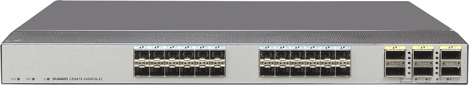 Коммутатор Huawei CE6870-48S6CQ-EI 02350RXE 24xSFP-1000BaseT/24xSFP-10G-LR-MP/2xQSFP-40G-SDLC-PAM/QSFP-40G-CU1M