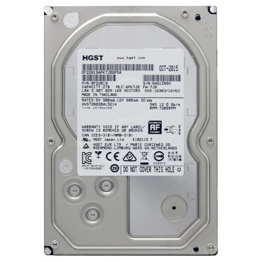 HGST Enterprise HDD 3.5" SAS 2000Gb, 7200rpm, 128MB buffer (HUS726020AL5214 Hitachi Ultrastar Raid Edition) 0F22819