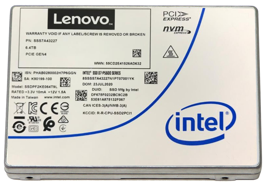 Накопитель Lenovo ThinkSystem 3.5" Intel P5600 6.4TB Mainstream NVMe PCIe 4.0 x4 Hot Swap SSD 4XB7A17157