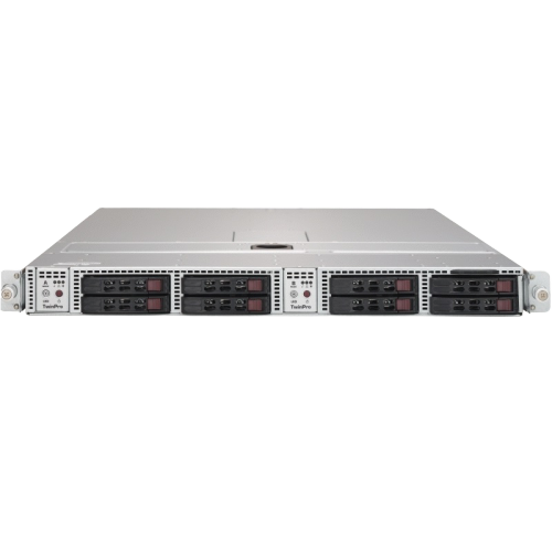 Сервер Supermicro SYS-1028TP-DC1FR - 1U, 2-node*(2xLGA2011-R3/iC612/16xDDR4/4x2.5"HDD/SAS/2x1GbE) 2x1000W