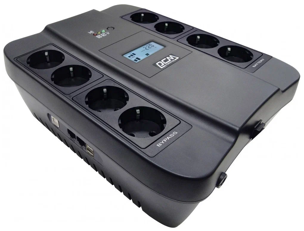 ИБП Powercom Back-UPS SPIDER, Line-Interactive, LCD, AVR, 550VA/330W, Schuko, black (1138685)