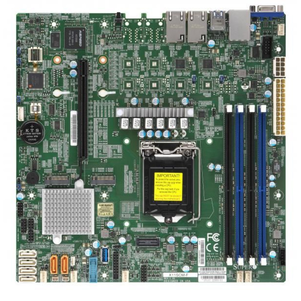 Материнская плата Supermicro MBD-X11SCM-F MicroATX, LGA1151H4, C246, 4xDIMM (128GB) DDR4 ECC UDIMM, 2xGbe (i210), 6xSATA3, RAID 0,1,5,10, 1xM.2 PCIE/S