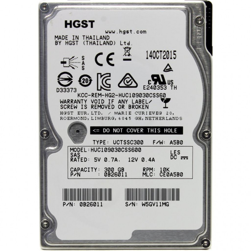 HGST Enterprise HDD 2.5" SAS 300Gb, 10000rpm, 64MB buffer (HUC109030CSS600)