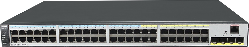Коммутатор Huawei  S2720-52TP-EI(32 Ethernet 10/100 ports,16 Ethernet 10/100/1000 ports,4 Gig SFP,AC power support) (S2720-52TP-EI)