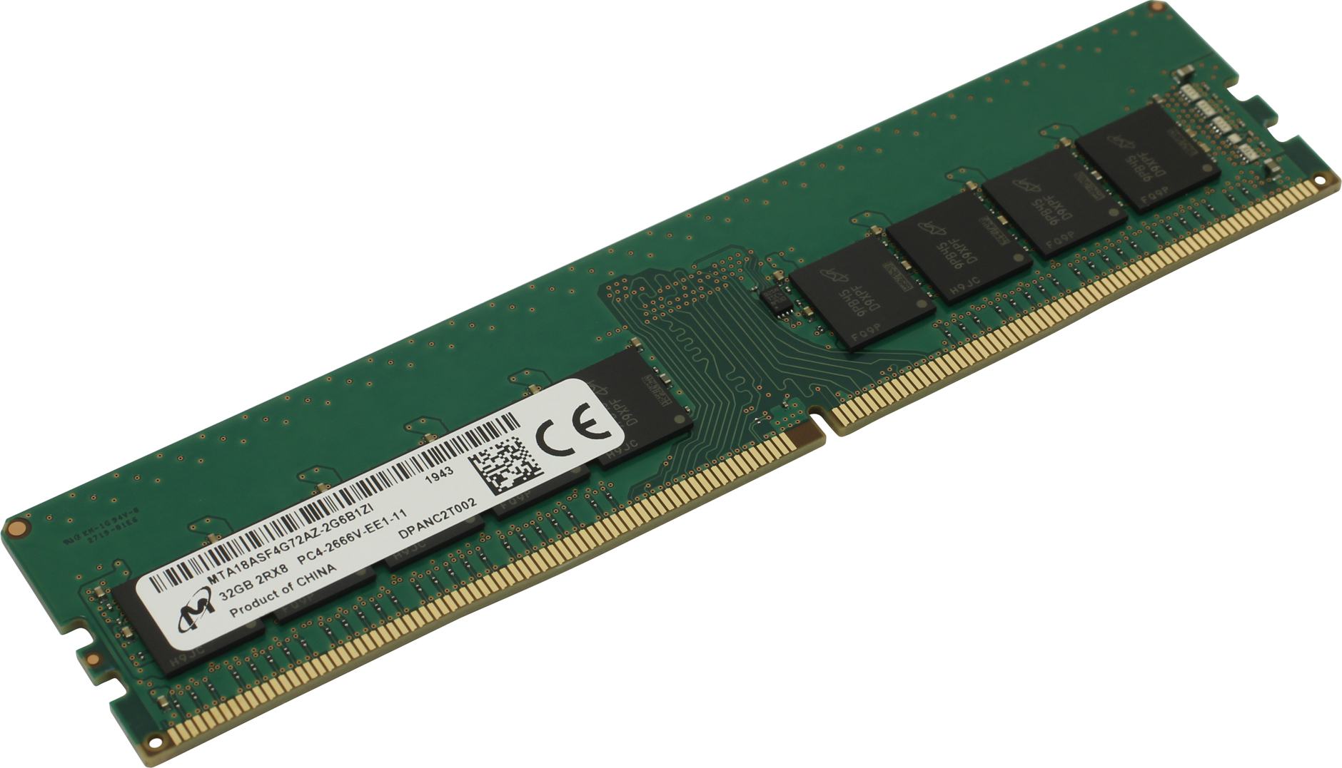 Micron DDR4 UDIMM 32GB 2Rx8 2666 MHz ECC MTA18ASF4G72AZ-2G6