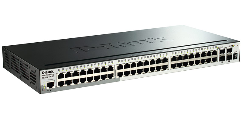 Коммутатор D-Link DGS-1510-52/A1A, Gigabit Stackable SmartPro Switch with 48 10/100/1000Base-T ports, 2 Gigabit SFP, 2 10G SFP+ ports-4591