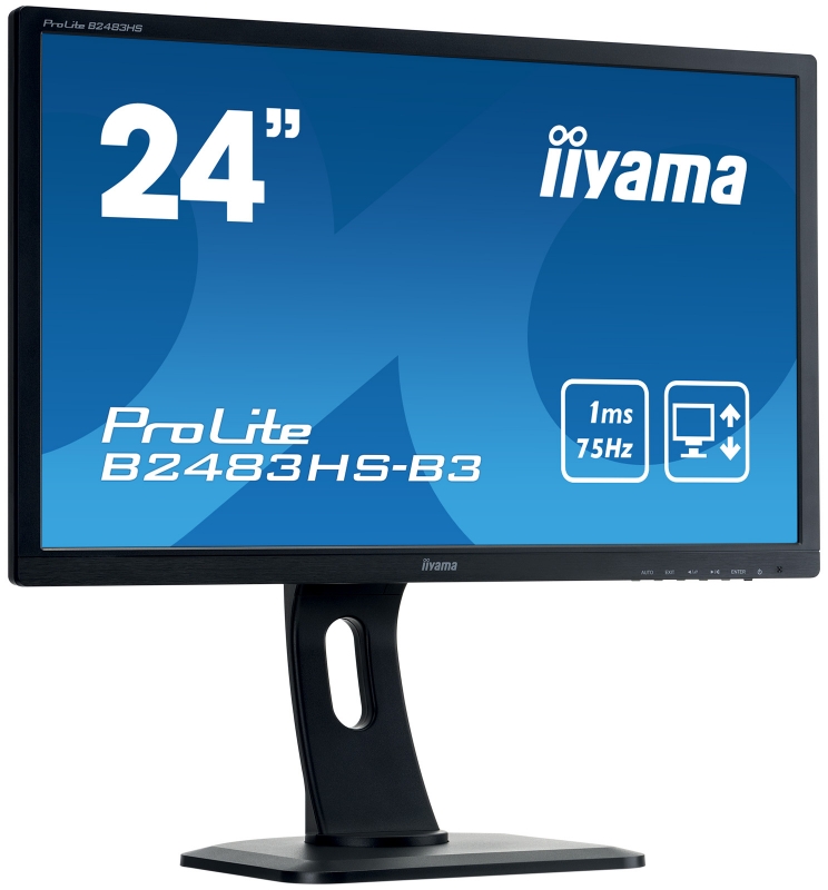 Монитор Iiyama 24" ProLite B2483HS-B3 черный TN LED 1ms 16:9 M/M матовая HAS Pivot 1000:1 250cd 170гр/160гр 1920x1080 D-Sub DisplayPort FHD 5.1кг-13762