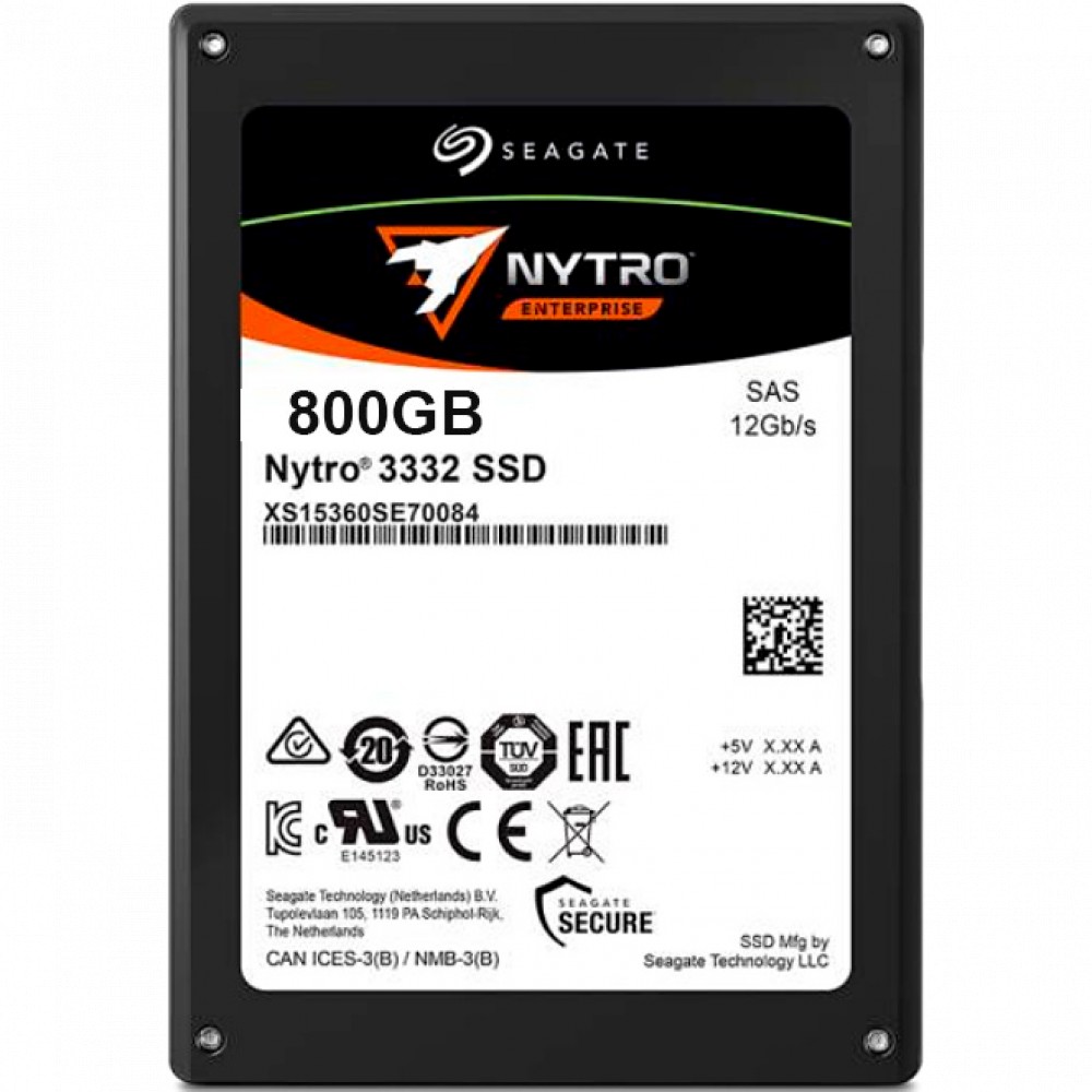 Накопитель Seagate 2.5" 800GB Nytro 3532 Enterprise SSD XS800LE70084 SAS 12Gb/s, 2150/1300, MTBF 2.5M, 3D eTLC, 4400TBW, 3DWPD, 15mm, Bulk