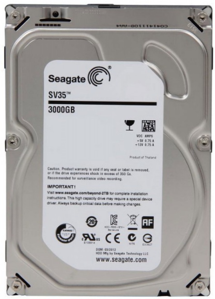 Жесткий диск Seagate HDD SATA Seagate 3000Gb (3Tb), ST3000VX000, SV35 Series, 7200 rpm, 64Mb buffer