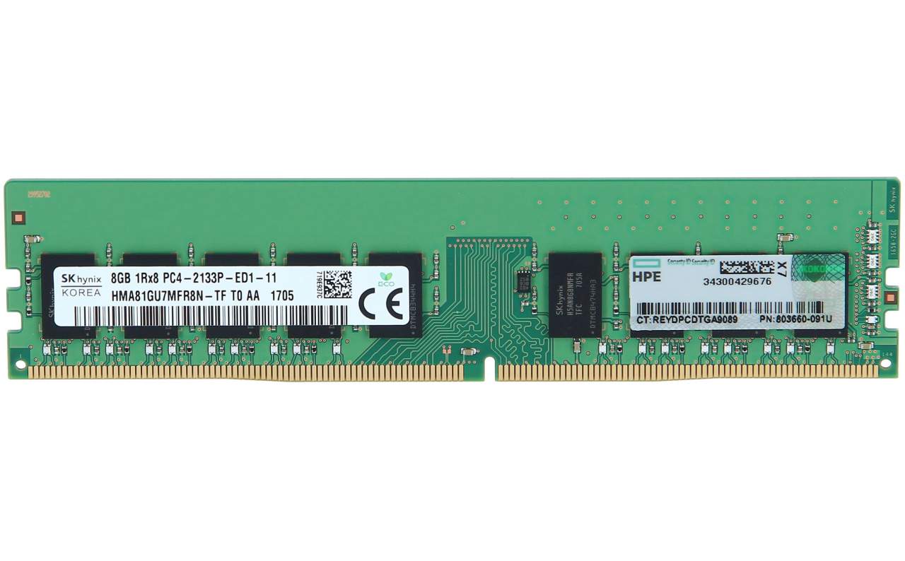 Оперативная память HPE 8GB (1x8GB) 1Rx8 PC4-2133P-E-15 Unbuffered Standard Memory Kit for DL20/ML10/ML30 Gen9