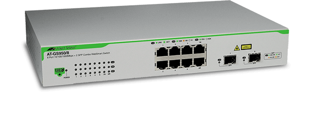 Allied Telesis 8 port 10/100/1000TX WebSmar switch with 2 SFP bays