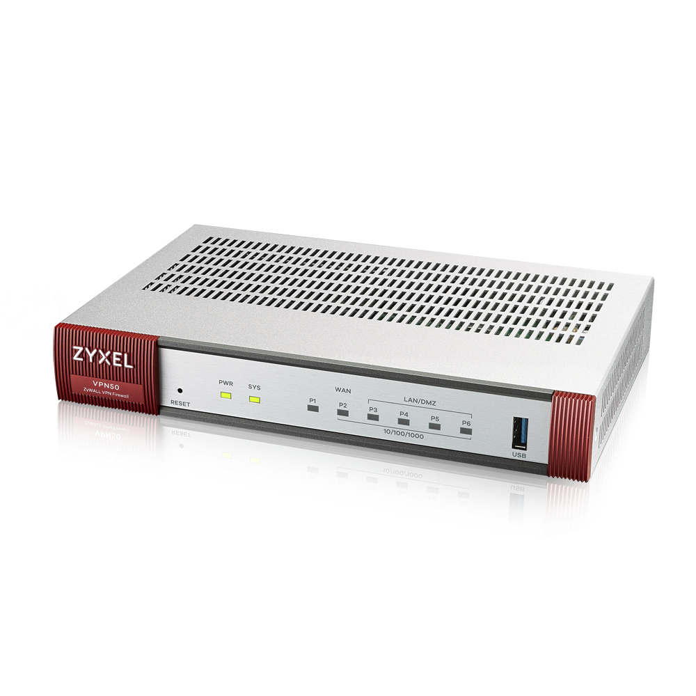 Межсетевой экран ZYXEL VPN50 ZyWall VPN Firewall Appliance 5 GE Copper/1 SFP, 800 Mbit/S Firewall Throughput, 50 Ipsec VPN Tunnels-32987