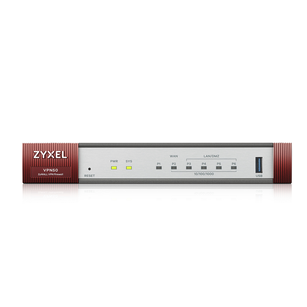 Межсетевой экран ZYXEL VPN50 ZyWall VPN Firewall Appliance 5 GE Copper/1 SFP, 800 Mbit/S Firewall Throughput, 50 Ipsec VPN Tunnels VPN50-RU0101F