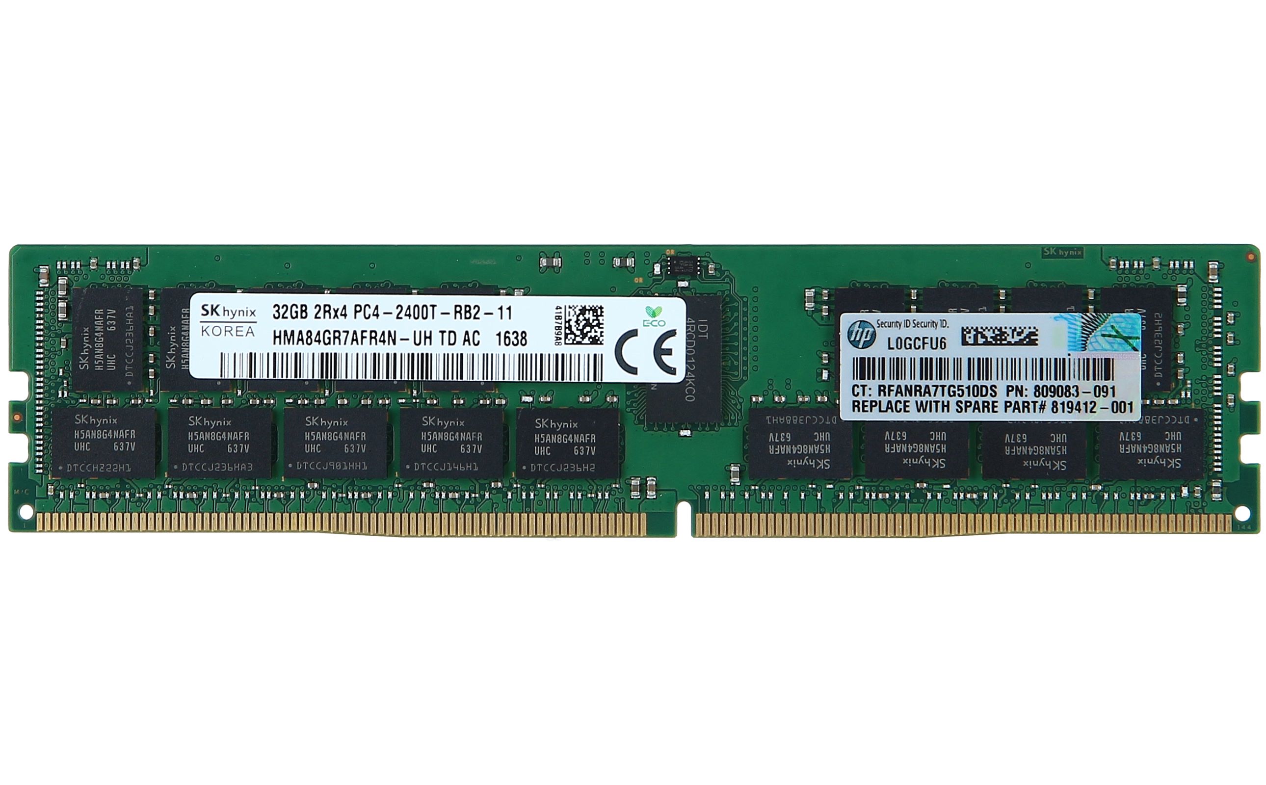 Оперативная память HPE 32GB (1x32GB) 2Rx4 PC4-2400T-R DDR4 Registered Memory Kit for only E5-2600v4 Gen9 805351-B21