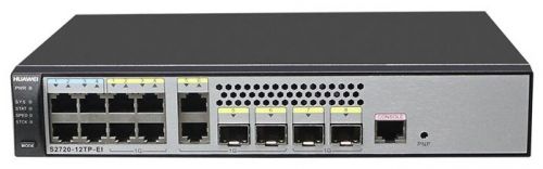 Коммутатор Huawei S2720-12TP-EI(4 Ethernet 10/100 ports,4 Ethernet 10/100/1000, 2 dual-purpose 10/100/1000 or SFP,2 Gig SFP,AC 110/220V) (S2720-12TP-EI)
