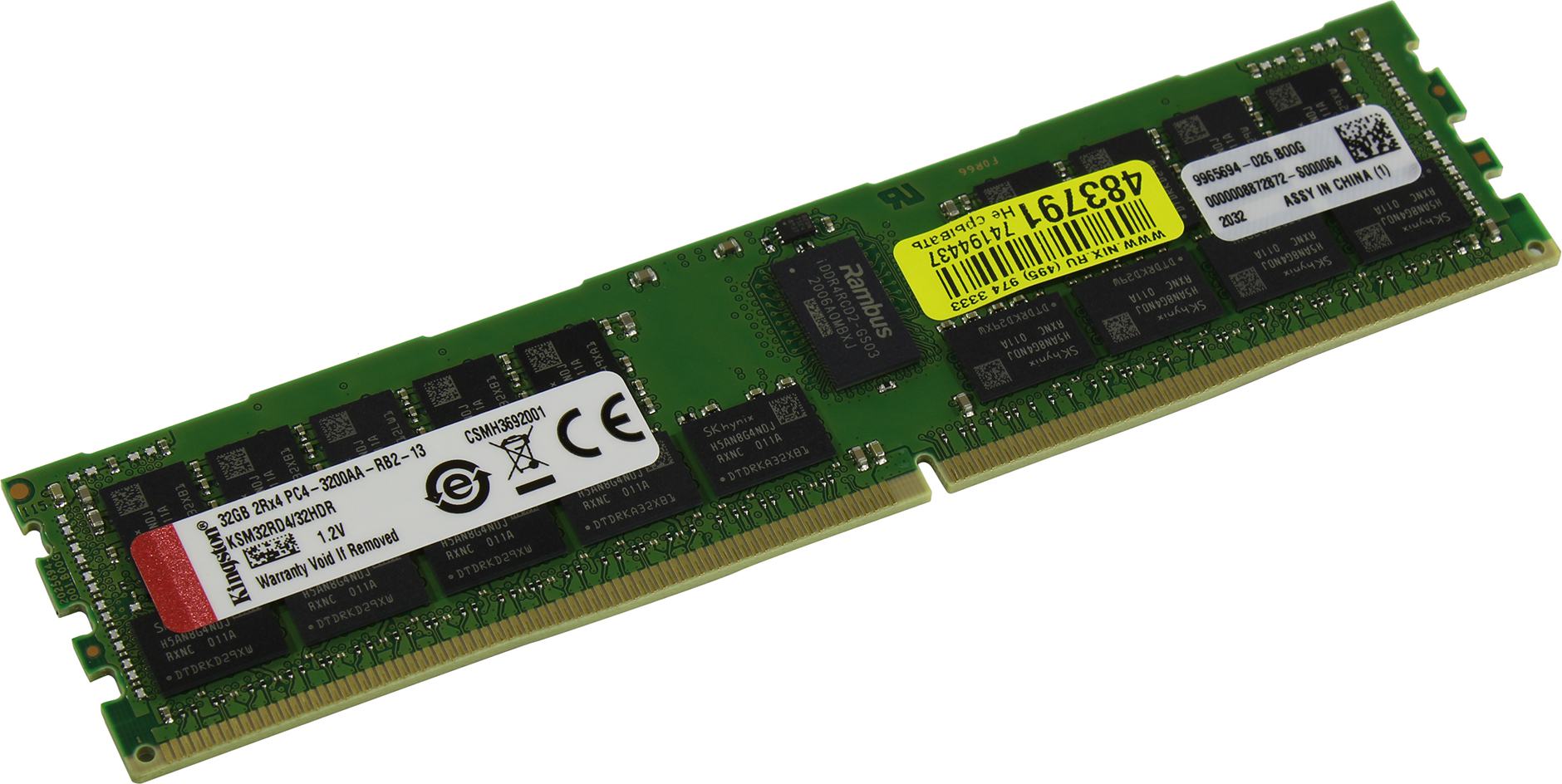 Оперативная память Kingston Server Premier DDR4 32GB RDIMM 3200MHz ECC Registered 2Rx4, 1.2V (Hynix), 1 year