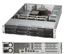 Сервер Supermicro SYS-6027R-72RFT - 2U, 2x740W, 2xLGA2011, Intel®C602, 16xDDR3, 8x3.5"HDD, 2x10GbE, IPMI