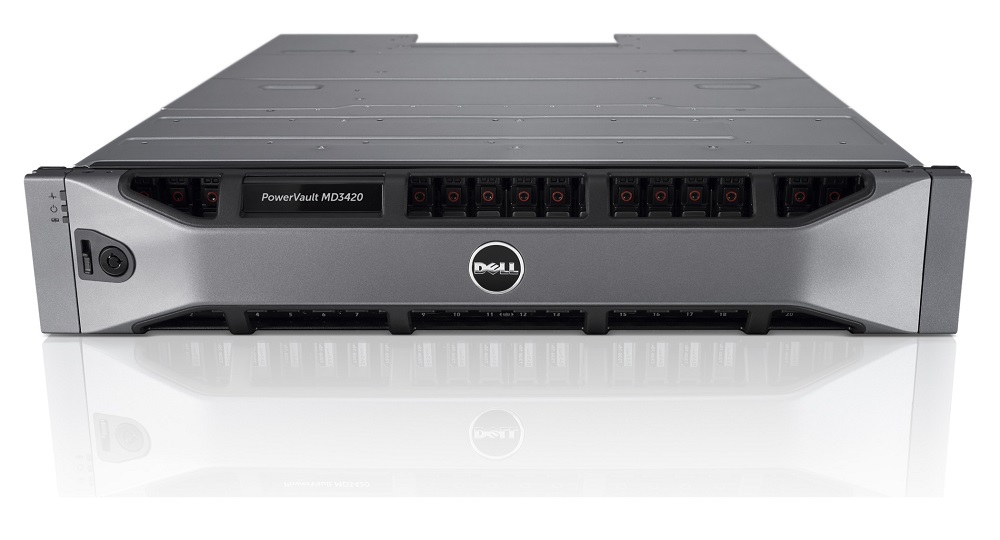 Система хранения данных PowerVault MD3420 SAS 12Gb Dual Controller 4G Cache, No HDD (up to 24x2.5), (2)*600W RPS, ReadyRails, Bezel, 3Y ProSupport NBD 210-ACCN-010