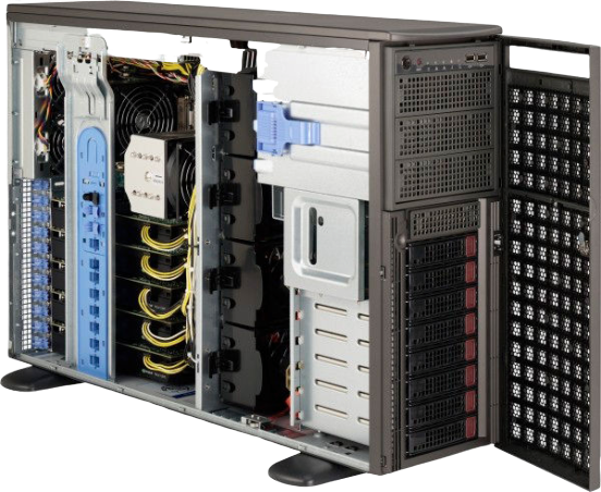 Сервер Supermicro SYS-7047GR-TRF - Twr/4U, 2x1620W, 2xLGA2011, Intel®C602, 16xDDR3, 8x3.5"HDD, 2xGbE, IPMI-27367