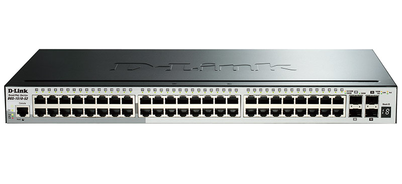 Коммутатор D-Link DGS-1510-52/A1A, Gigabit Stackable SmartPro Switch with 48 10/100/1000Base-T ports, 2 Gigabit SFP, 2 10G SFP+ ports